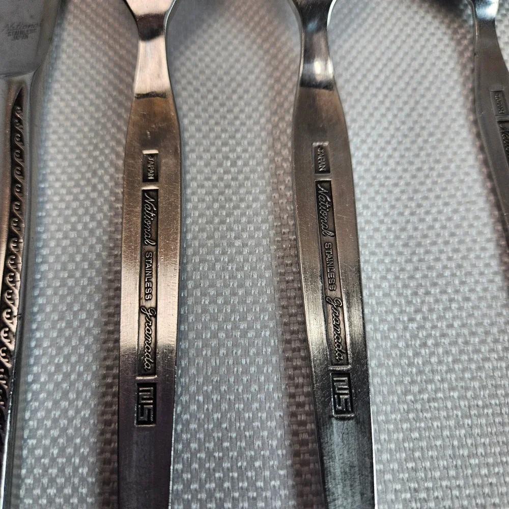 National Stainless Granada Flatware‎ Japan 6 Piece Set Knives Forks Spoons MCM